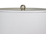 Cairo 28.75" Contemporary Metal Table Lamp in Brushed Nickel and White Linen Shade with Silver Trim B202P224102