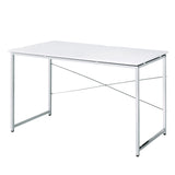 ZUN White and Chrome Vanity Desk with X-Shape Cross Bar B062P209018