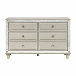 ZUN Luxury Champagne Finish Dresser of 6 Drawers 1pc Glamorous Crystal Diamond Pattern Knobs Stylish B01182314