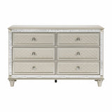 ZUN Luxury Champagne Finish Dresser of 6 Drawers 1pc Glamorous Crystal Diamond Pattern Knobs Stylish B01182314