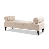 Lewis Bolster Arm Entryway Bench, Sky Neutral Beige Polyester B2719P238173