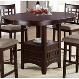 Dining Table Round Counter height Dining Table w Shelve 1pc Table Only Solid wood Dark Rosy Brown B01182192