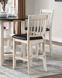 Antique White Finish Set of 2pc Counter Height Chairs Dark Brown Seat Faux Leather Upholstered B011P239559