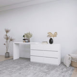 ZUN Extended Desktop 6 Drawers Chest of Drawer without Handle White Color Vanity W2139134917