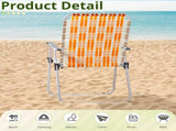 Set of 2 Webbed Folding Beach Chairs, Outdoor Patio Lawn Foldable Chairs for Camping Fishing Yard 42091416