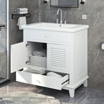 ZUN 30" Bathroom Vanity with Sink, Bathroom Cabinet with Two Doors and One Drawer, White 53306359