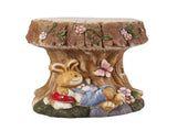 16.93" Sculptures Garden Statues, Rabbit Tree Stump Stool Garden Statue, Magnesium Oxide Stone W6572P574576