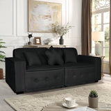 ZUN Black, Velvet cloth Modern Indoor Sofa With Three Pillows, 93.50"*35.23"*30.70" 57782295