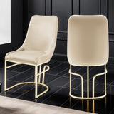 Emrald Modern Style 2PC Dinning Chairs made with wood and Gold Legs Beige B009P298421