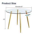 ZUN Round dining table with glass top, gilded metal legs, exquisite living, starting from details, W1151P205872