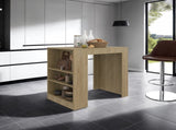 Lacour Kitchen Island, Kitchen Bar Table with 3-Side Shelves, Natural Oak B097P474294