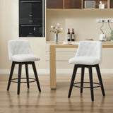 007-Swivel Counter Chairs, Modern Linen Fabric with Button-Tufted Backrest, Stylish Bar Stools, Set W2636P242111