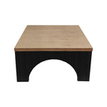 ZUN Modern Rustic Wooden Coffee Table with Black Base – Solid Wood Top and Arch Design Legs, Perfect for W2729P199000