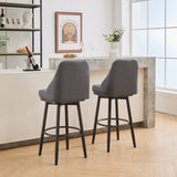 ZUN swivel bar & couter stool, 24"&30" adjustable, Fabric color Dark grey W1805P166962