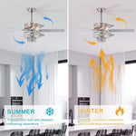 ZUN Dual Crystal Lamp Shade Crystal Ceiling Fan with Lights Fandelier Chandelier W1592P160485