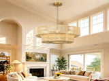 21.65" 2-Tier Gold Paper Rope Chandelier, 6xE26 Max 60W Pendant Light with Adjustable Hanging Chain W6558P574499