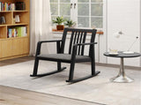 Solid Rubber Wood Rocking Chair, 400 LBS Weight Capacity Indoor Lounge Chair with Linen 90531650