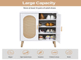 2-door vertical shoe cabinet particle board plastic rattan white frame original wood rattan 97933148