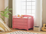 Pink painted MDF wood, three-drawer children's bed, 90.5*58*92cm, with safety belt and changing 87456893