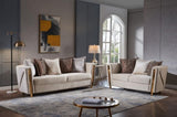 Chanelle Thick Velvet Fabric Upholstered Sofa Made With Wood in Beige B009P153970