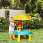 ZUN 2 in 1 cover sandbox with outdoor umbrella and multiple toys 03453644