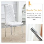 ZUN Grid armless high backrest dining chair, 6-piece set of white chairs and plated silver legs, office W1151107276