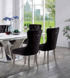 Contemporary Black Color Flannelette 2pcs Side Chairs Button-Tufted Upholstered Dining Chairs B011P208974