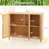 39.5"x14"x31.5" Natural Bamboo Bathroom Cabinet - 3-Door Design Multiple Shelves, Ample Storage 77835733