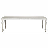 Glamourous Silver Finish Rectangular Dining Table 1pc Draw Leaf Mirror Trim Apron Dining Room B01152297