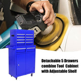 ZUN Detachable 5 Drawer Tool Chest with Bottom Cabinet and One Adjustable Shelf--Blue 35102521