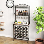 ZUN Industrial Wine Rack Bar Table, 3-Tier Liquor Bottle Glass Holder with Storage Shelves, Metal W2167P202388