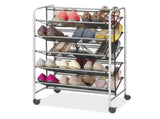 30-Pair 5-Tier Metal Mesh Shoe Rack Organizer, Black 07528698