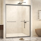 56-60" W 72" H Tempered Glass with Explosion Proof Film, Aluminum Frame Double Sliding Shower Door, W1675P288871