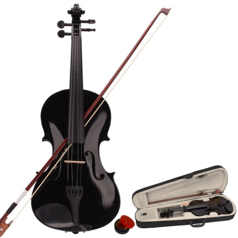 ZUN New 4/4 Acoustic Violin Case Bow Rosin Black 67620583