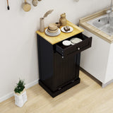 One Drawers and One-Compartment Tilt-Out Trash Cabinet Kitchen Trash Cabinet-Black W1120127325
