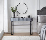 39" Mirrored Makeup Vanity Table with Stainless Steel Base, Mirrored Console Dressing Table with 2 N704P171796B
