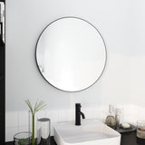 ZUN 24" Large Round Black Circular Mirror W99973170