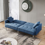 ZUN 84.6” Extra Long Futon Adjustable Sofa Bed, Modern Tufted Fabric Folding Daybed Guest Bed, B082111416