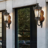 Vintage Outdoor Wall Lantern, Waterproof Exterior Wall Sconce with Crown Top and Clear Glass, W1340P209950