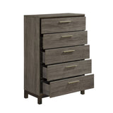 ZUN Contemporary Styling 1pc Chest of 5x Drawers with Antique Bar Pulls Two-Tone Finish Wooden Bedroom B01167249