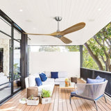 60 Inch Outdoor Ceiling Fan Without Light 3 Solid Wood Blade with DC Motor Remote Control W934P156670