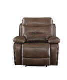 Brown Power Recliner with Pillow Top Arm B062P215427