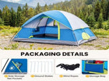 4 Person Waterproof Camping Tent with Rainfly, Easy Setup Dome Tent with Mesh Windows & Skylights, 59524485