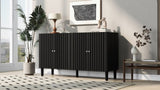U_STYLE Elegant Four-Door Sideboard with Wavy Pattern Doors, Cylindrical Legs, and Sleek Metal N711P186790B