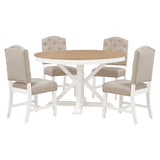 ZUN Functional Furniture Retro Style Table Set with Extendable Table and 4 Upholstered Chairs for 66935838