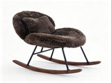 25.59"W x 33.66"D x 29.53"H Indoor Plush Rocking Chair, Soft Fluffy Lounge Rocker with Black Metal 00955809
