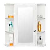3-tier Single Door Mirror Indoor Bathroom Wall Mounted Cabinet Shelf White 48311781
