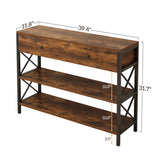3 Tier Console Table Entryway with Drawer and 2 Open Storage, Industrial Sofa Table with Storage 15815889