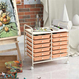 12-Drawer Rolling Storage Cart - 2-Row 10-Storey, Multicolor Drawers, 4 Wheels , White 02949175