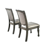 Set of 2 Leatherette Upholstered Side Chairs in Gray and Silver B016P222683
